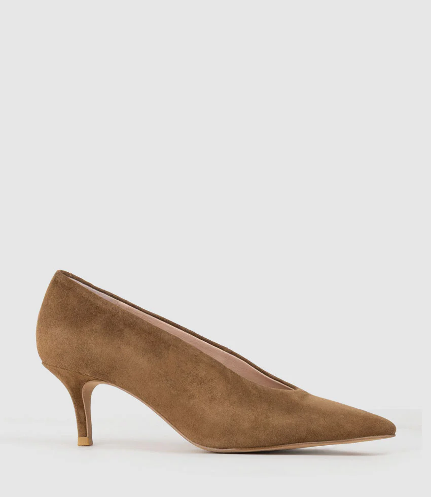 CORA60 Choked Pointed Pump in Tan Suede - Image 3