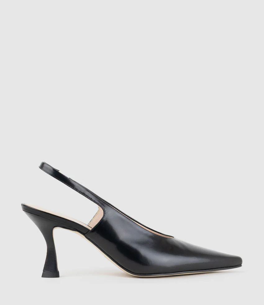 DAELYN70 Choked Up Slingback Pump in Black High Shine
