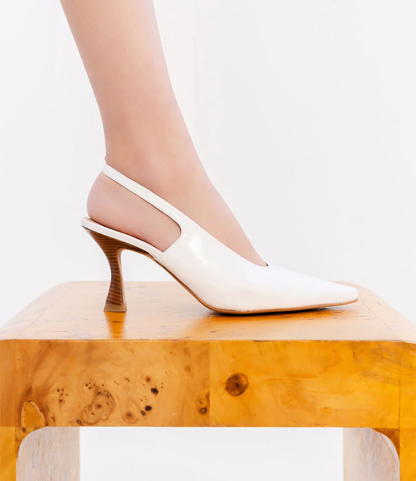 DAELYN70 Choked Up Slingback Pump in White High Shine - Image 4
