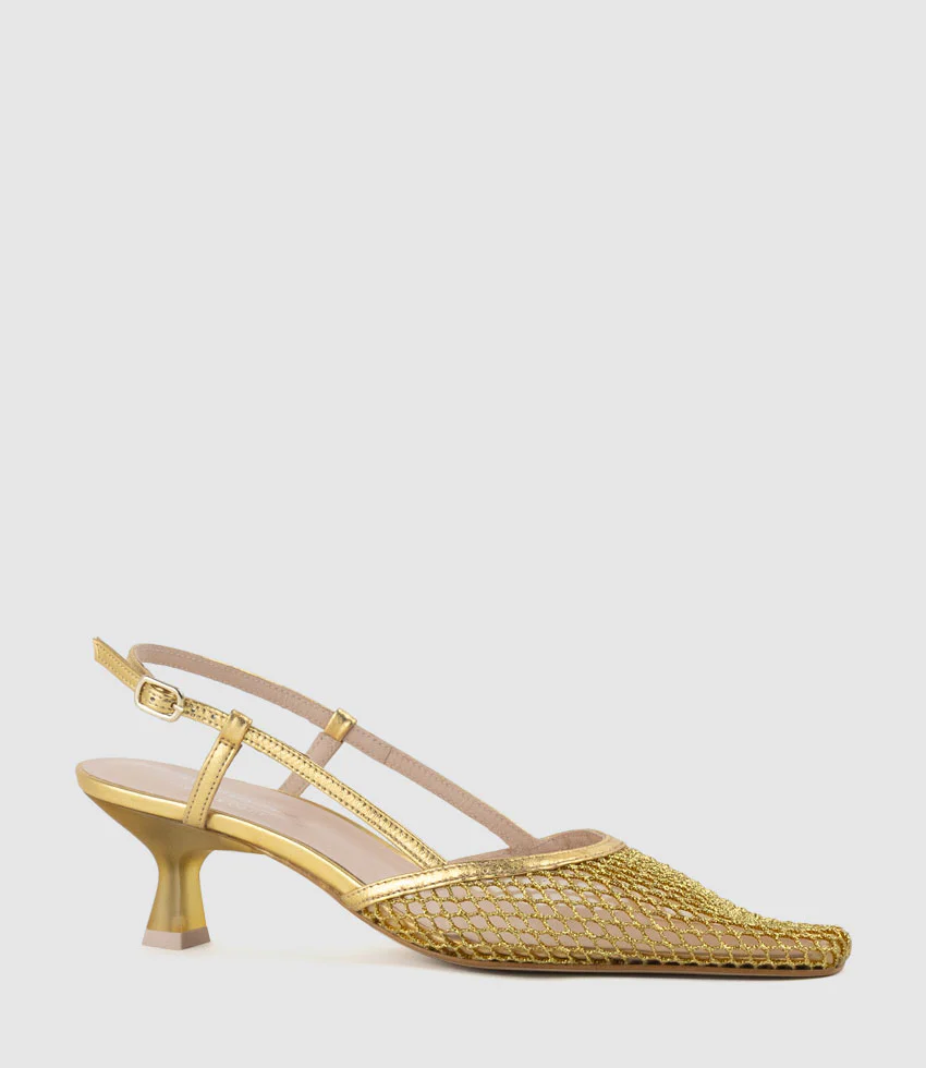 DALLAS60 Mesh Slingback Pump in Gold - Image 3