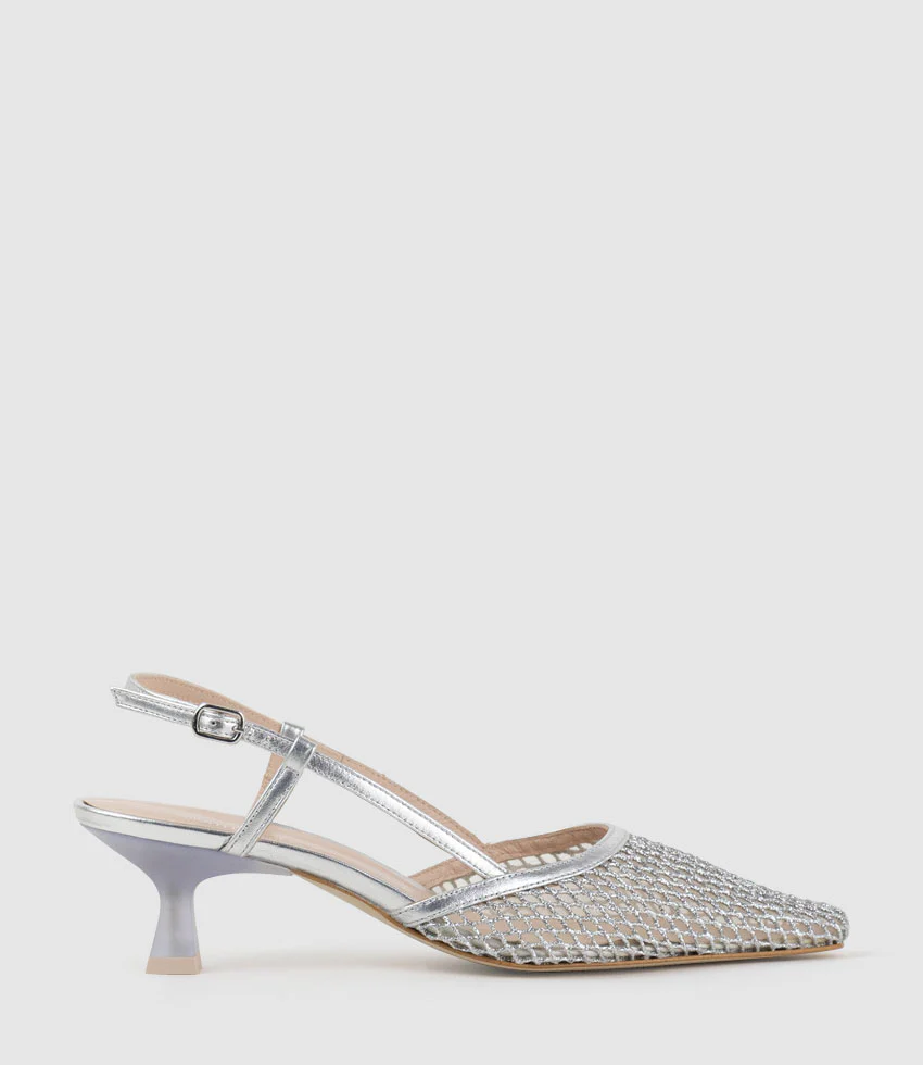 DALLAS60 Mesh Slingback Pump in Silver