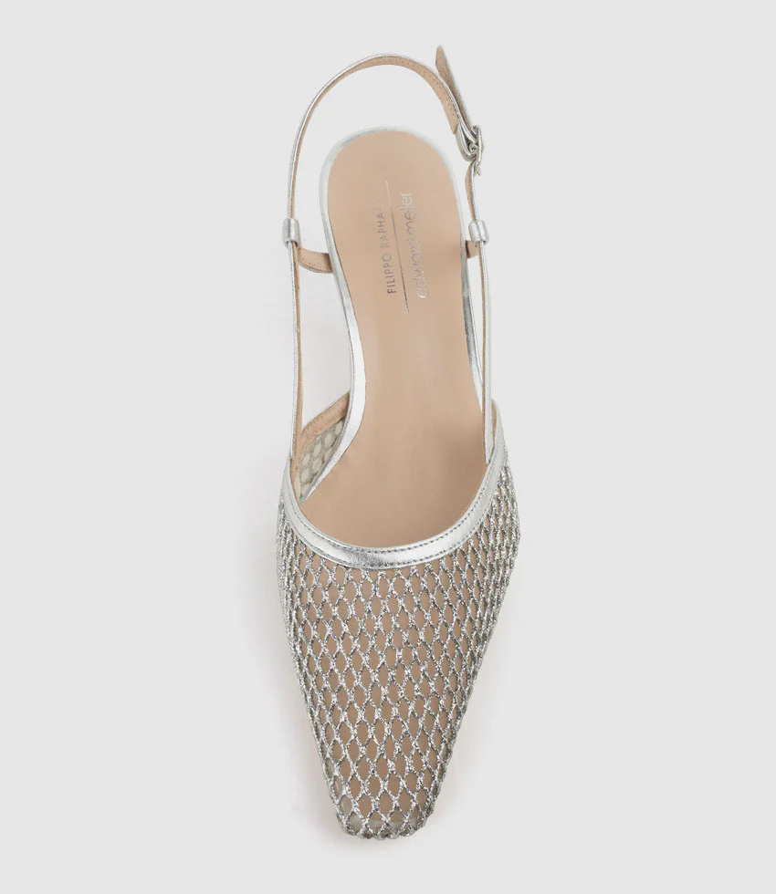DALLAS60 Mesh Slingback Pump in Silver - Image 4