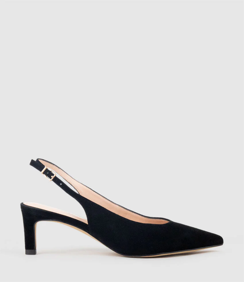 DAMA55 Choked Slingback Pump in Black Suede