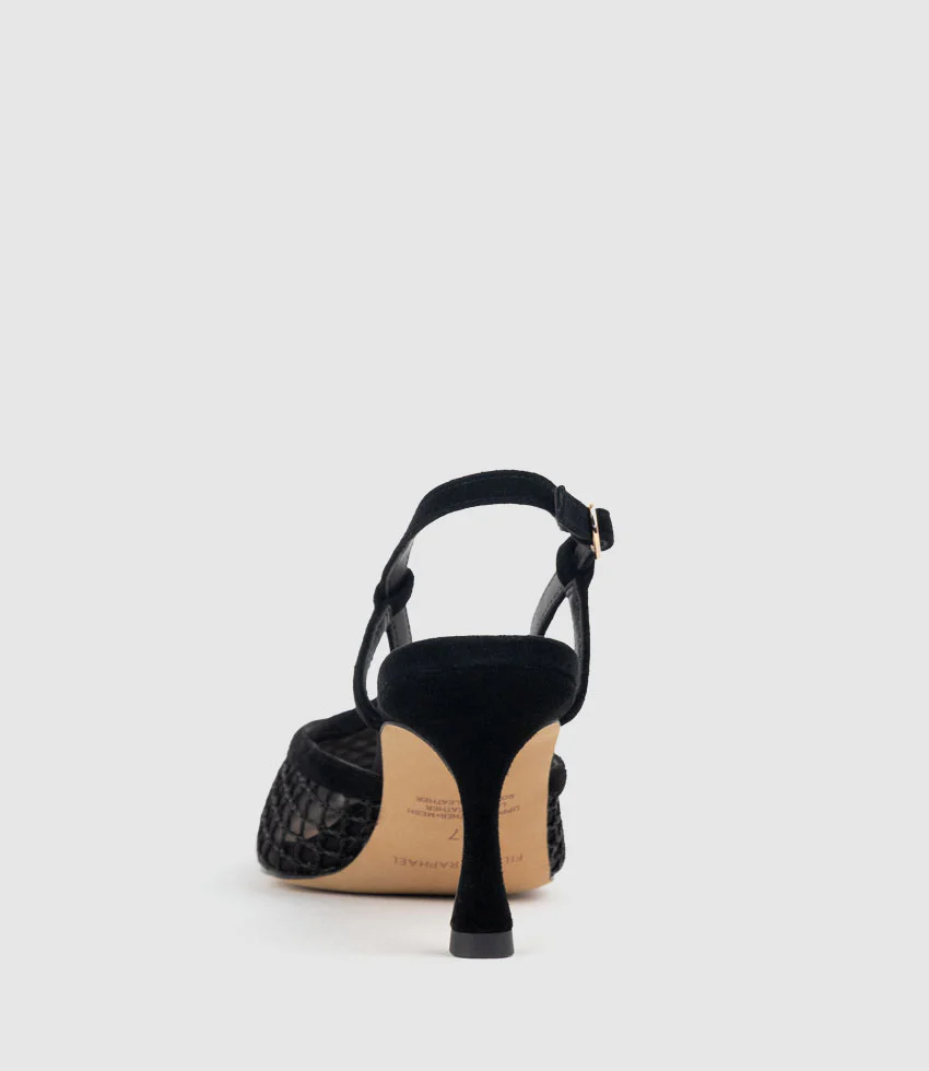 DELILAH75 Mesh Slingback Pump in Black Suede - Image 4