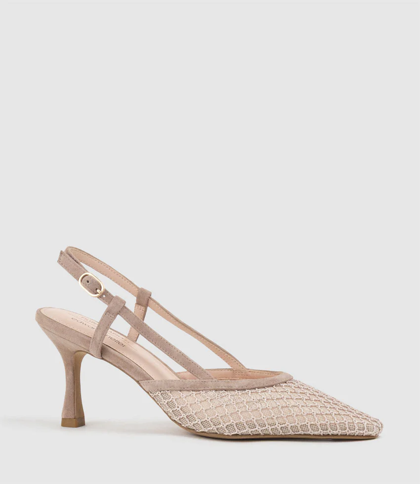 DELILAH75 Mesh Slingback Pump in Nude Suede - Image 2