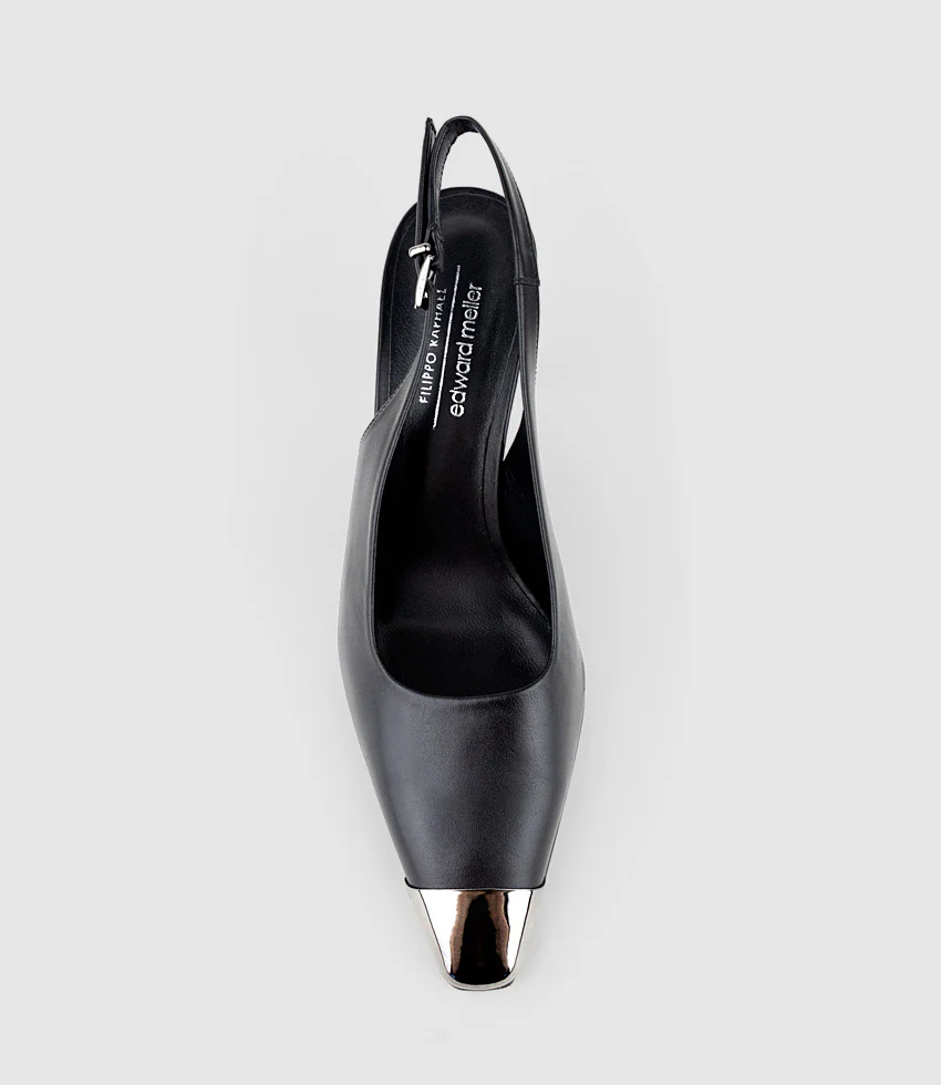 DELINA75 Cap Toe Slingback Pump in Black - Image 5