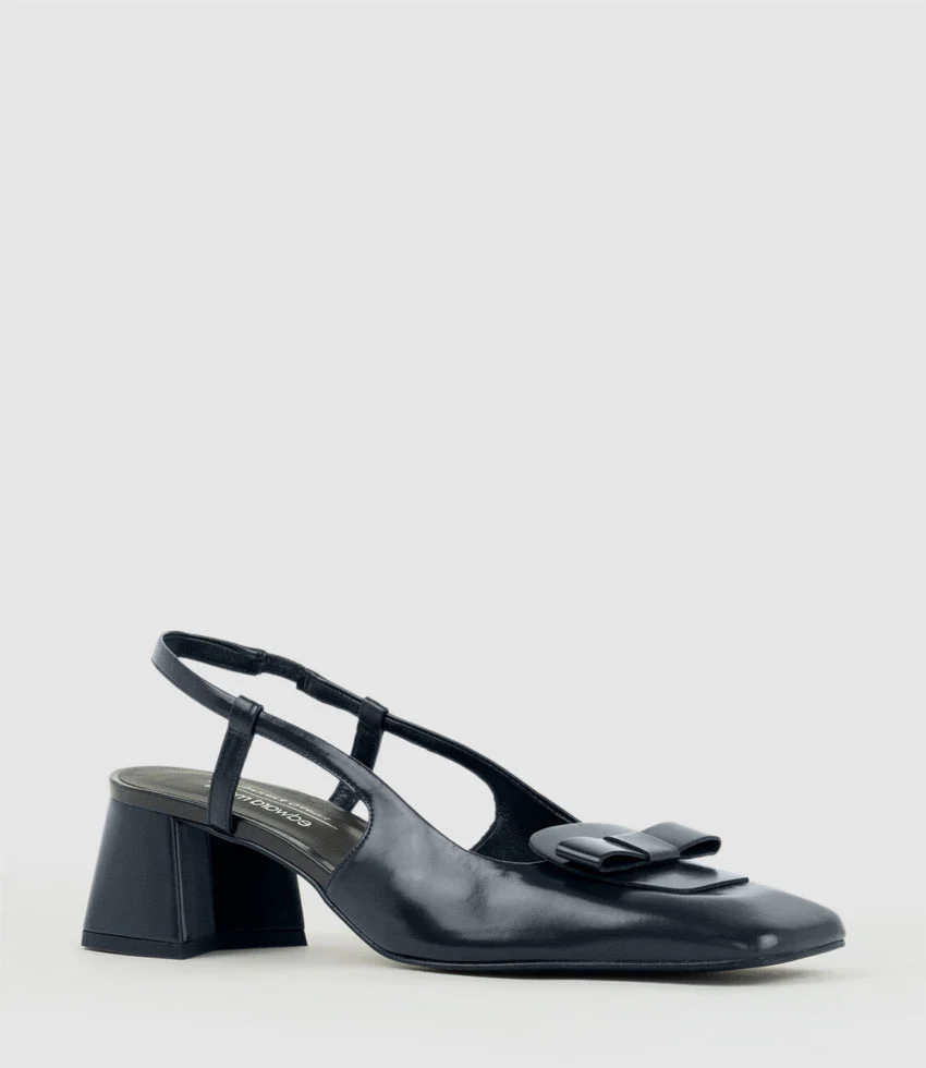 DINA45 Slingback Pump with Bow in Navy High Shine - Image 2