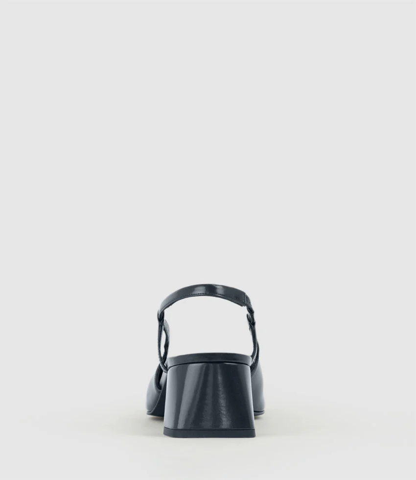 DINA45 Slingback Pump with Bow in Navy High Shine - Image 3