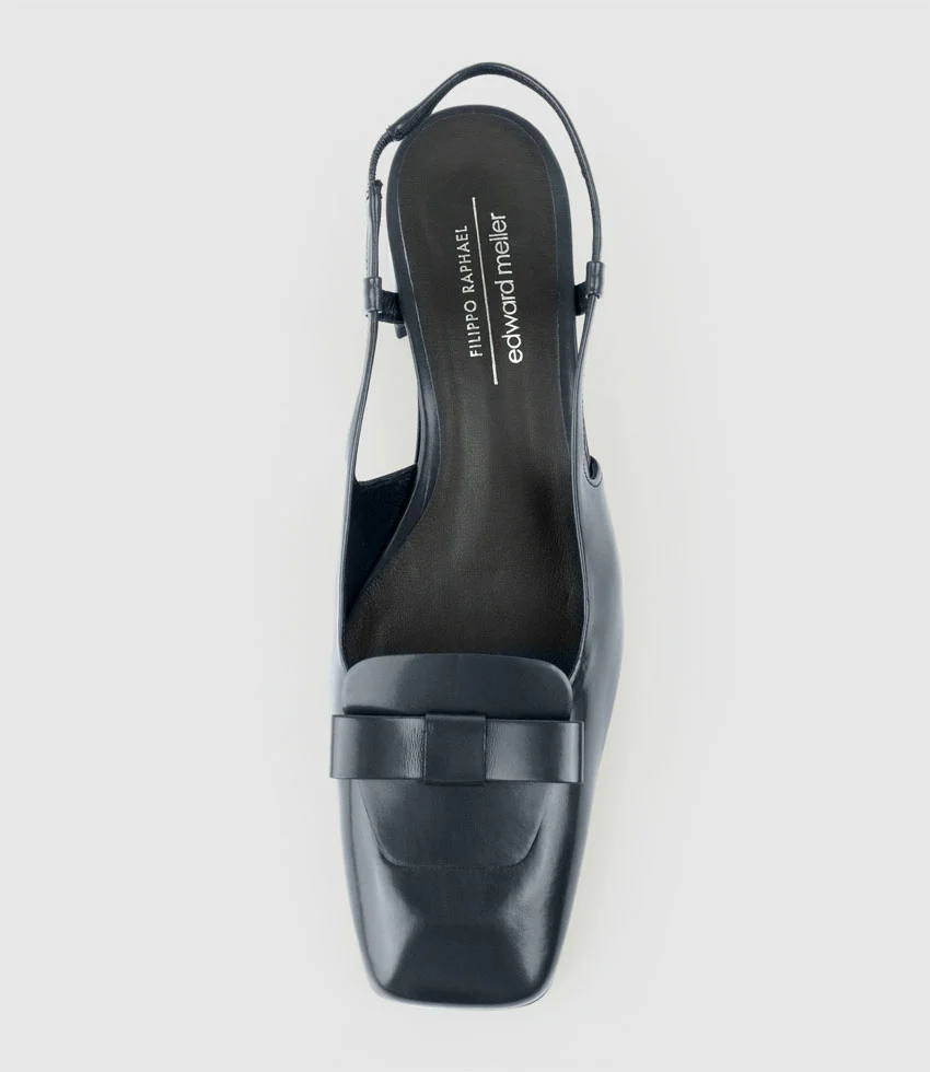 DINA45 Slingback Pump with Bow in Navy High Shine - Image 4