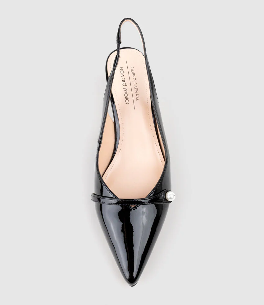 DIVINE55 Slingback Pump with Pearl in Black Patent - Image 5
