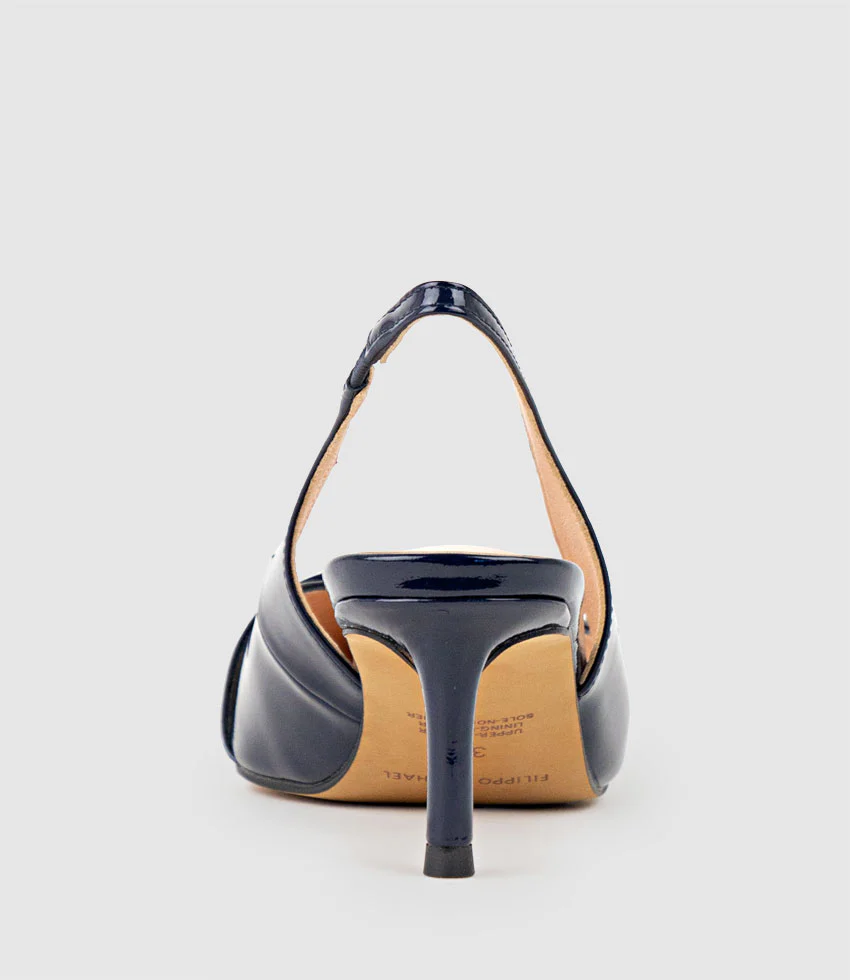 DIVINE55 Slingback Pump with Pearl in Navy Patent - Image 4