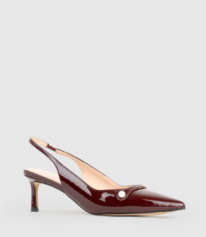 DIVINE55 Slingback Pump with Pearl in Wine Patent - Image 3