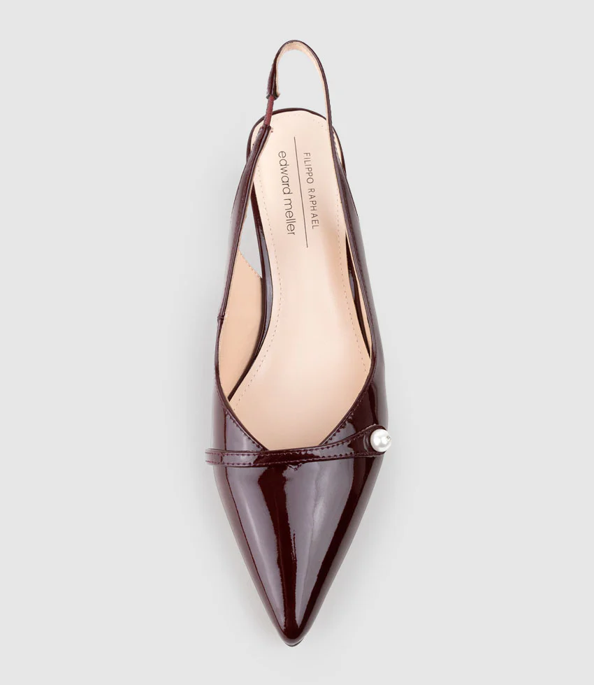 DIVINE55 Slingback Pump with Pearl in Wine Patent - Image 6