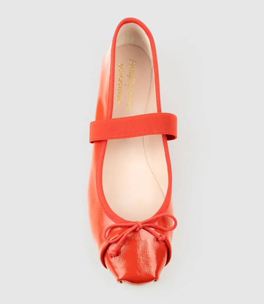 EFFIE Ruched Ballet with Strap in Red Patent - Image 5