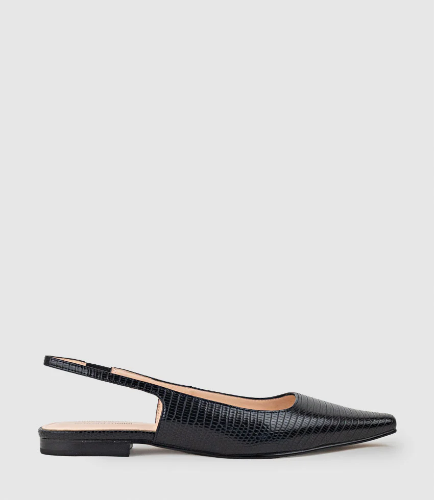 ELIANA Chiselled Slingback in Black Tejus Lizard Print