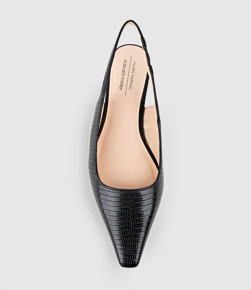ELIANA Chiselled Slingback in Black Tejus Lizard Print - Image 5