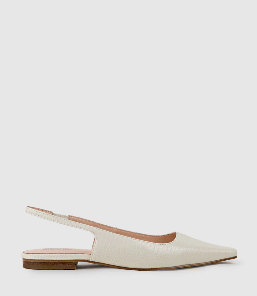 ELIANA Chiselled Slingback in Offwhite Tejus Lizard Print