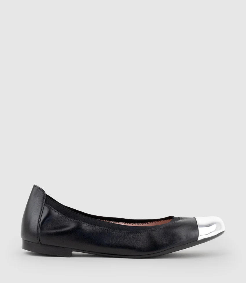ELORA Cap Toe Ballet in Black