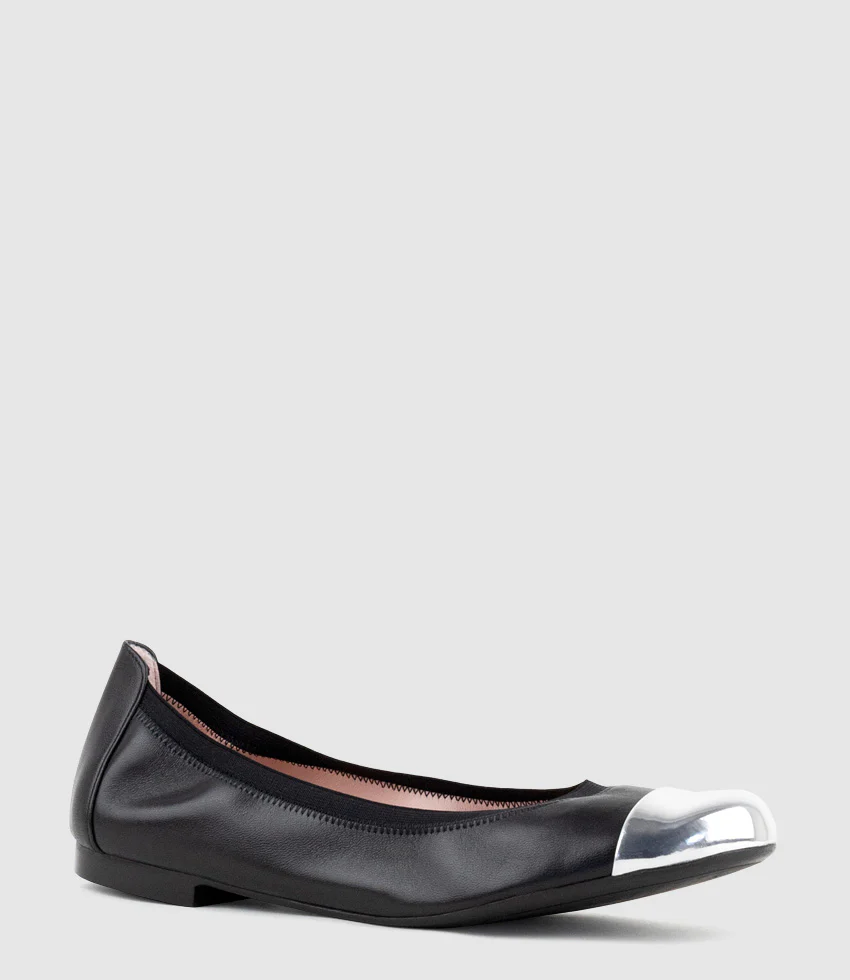 ELORA Cap Toe Ballet in Black - Image 3