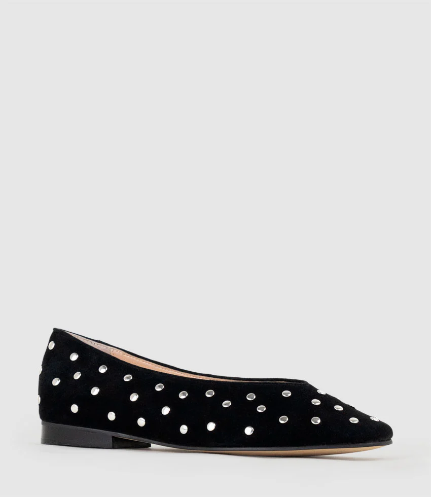 FALDA Studded Ballet in Black Suede - Image 2