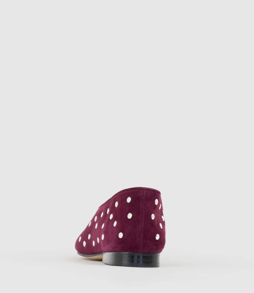 FALDA Studded Ballet in Plum Suede - Image 3