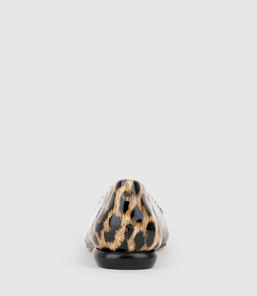 FARA Scalloped Ballet Flat in Leopard Patent - Image 4