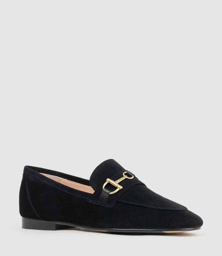 FAUSTINE Loafer with Asymmetrical Trim in Black Suede - Image 2