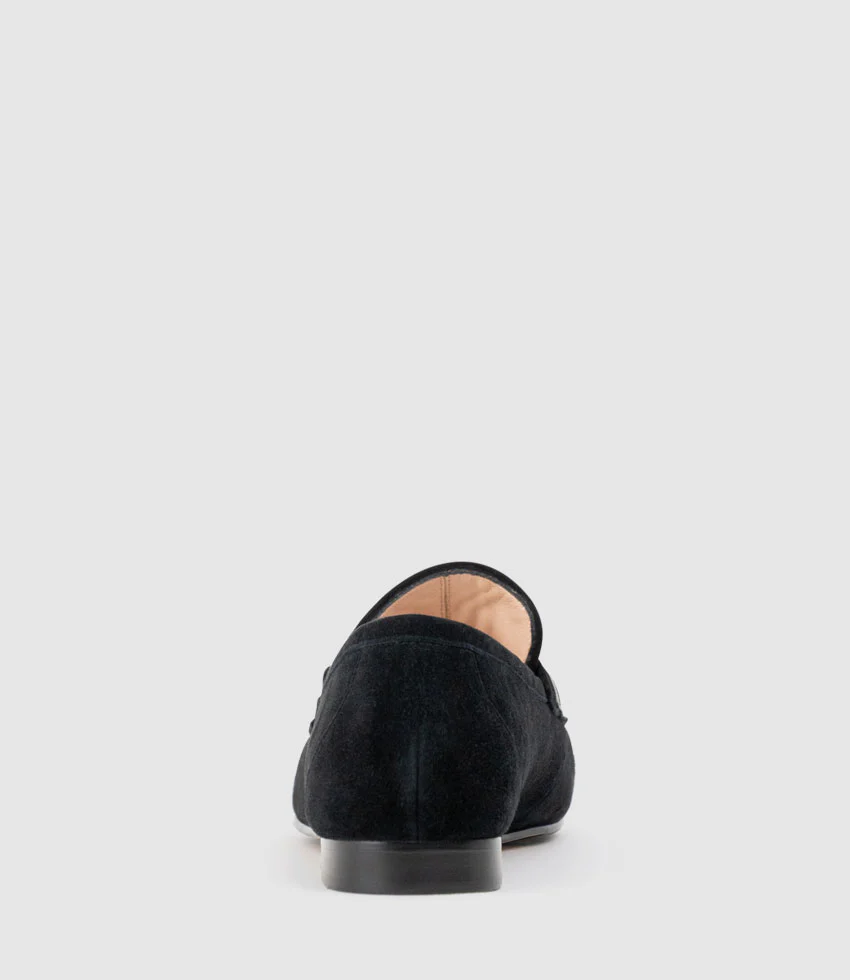 FAUSTINE Loafer with Asymmetrical Trim in Black Suede - Image 3