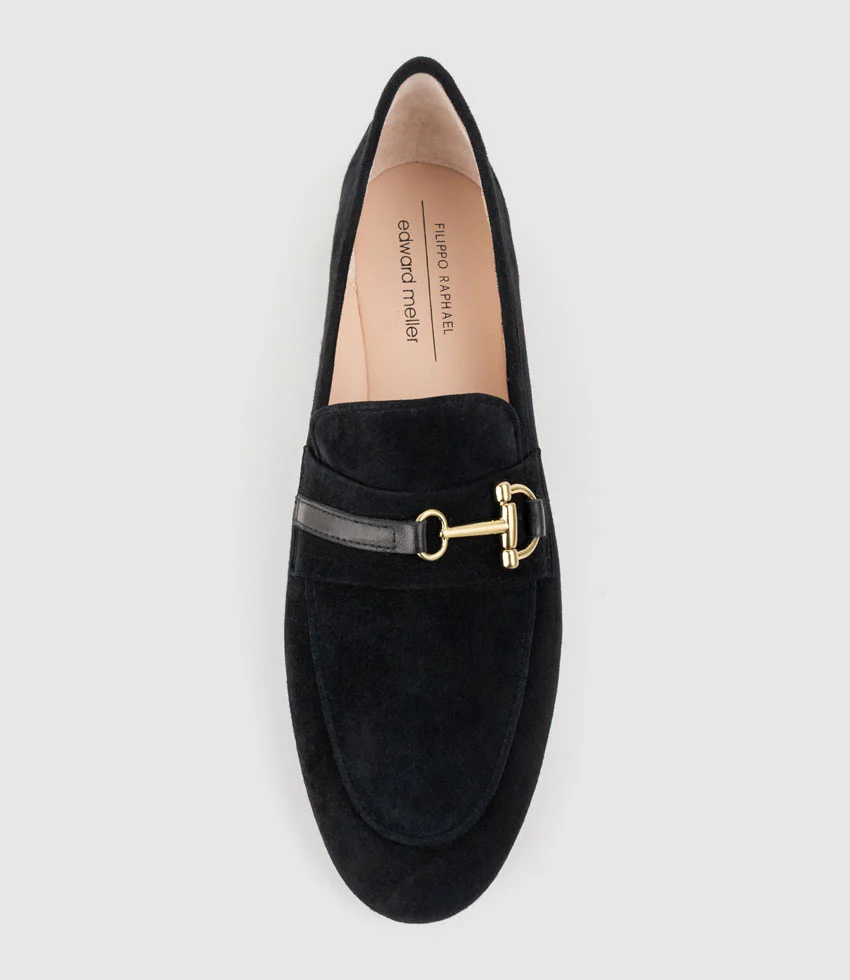 FAUSTINE Loafer with Asymmetrical Trim in Black Suede - Image 4