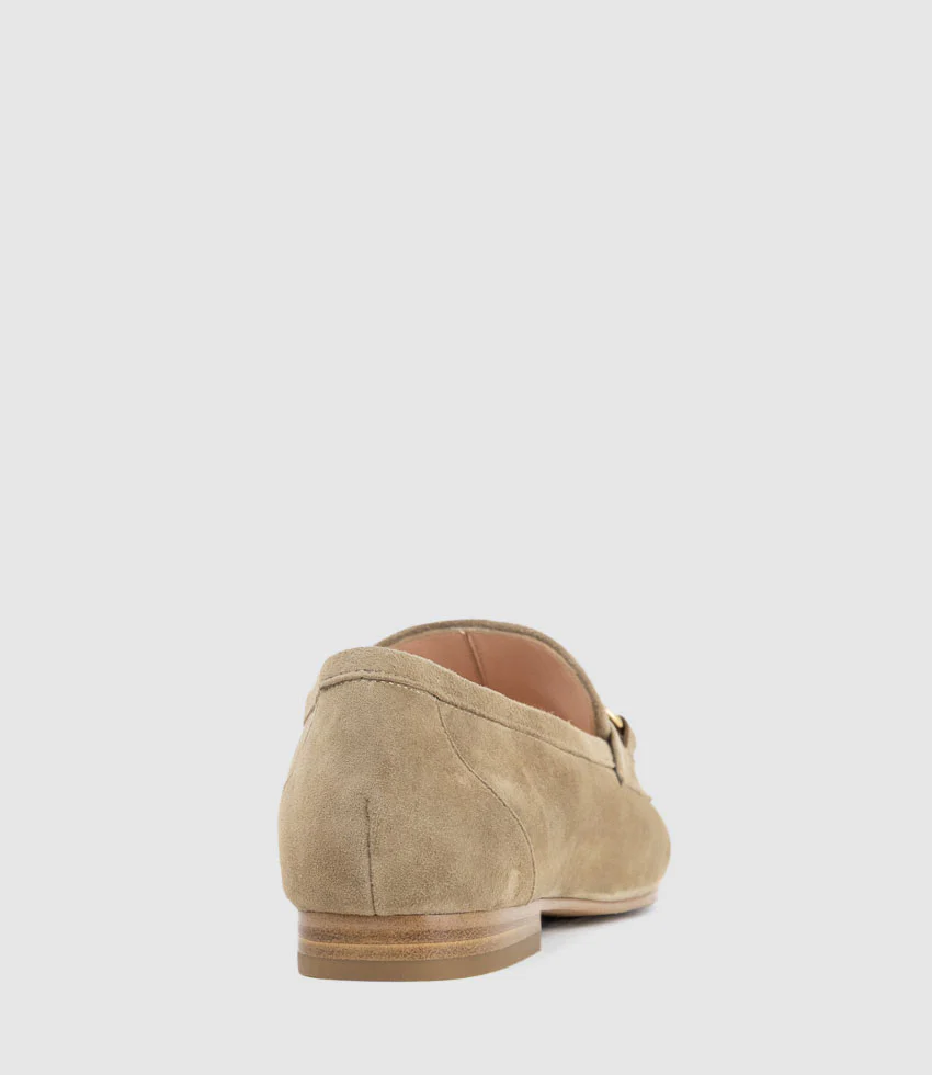 FAUSTINE Loafer with Asymmetrical Trim in Camel Suede - Image 4