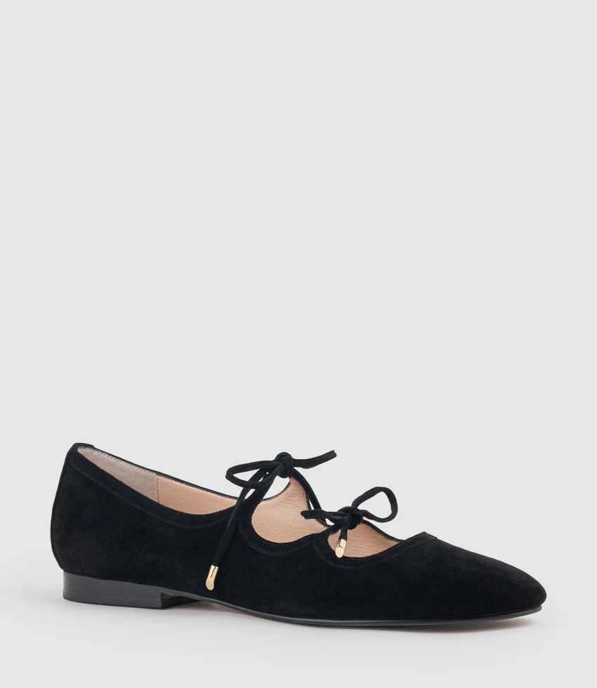 FELIA Tie Up Ballet in Black Suede - Image 3