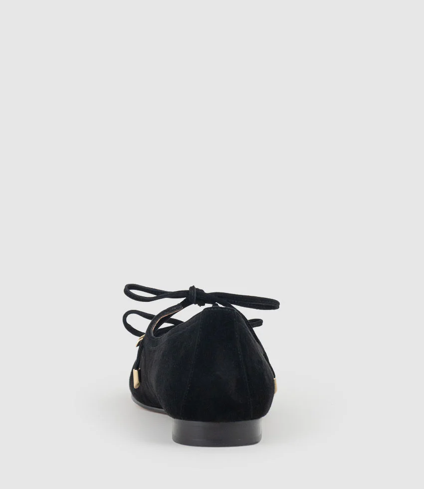 FELIA Tie Up Ballet in Black Suede - Image 4
