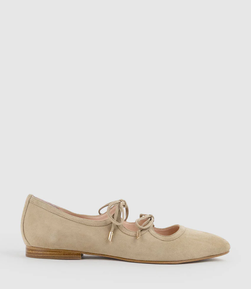FELIA Tie Up Ballet in Sahara Suede
