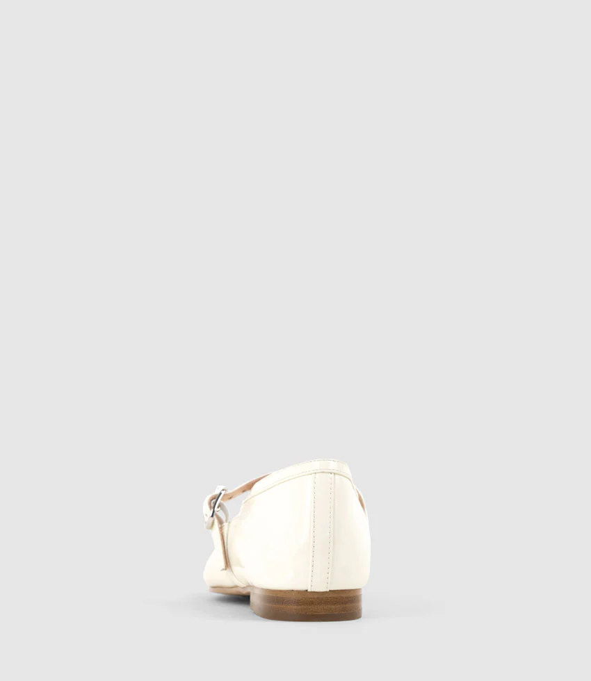 FLAVIA Choked Up Ballet with Strap in Bone Crinkle Patent - Image 3
