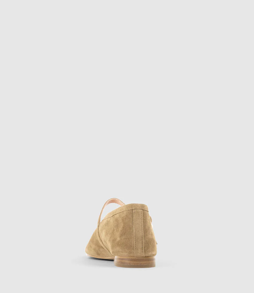 FLAVIA Choked Up Ballet with Strap in Cashew Suede - Image 4