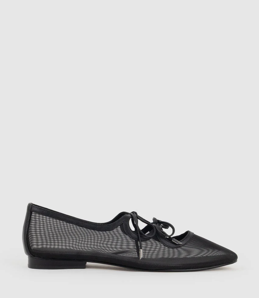FLORENCE Tie Up Mesh Ballet in Black