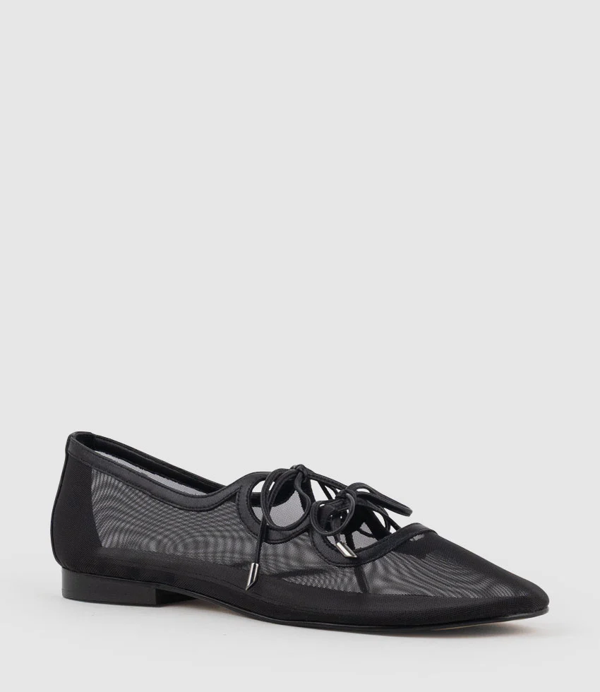 FLORENCE Tie Up Mesh Ballet in Black - Image 3