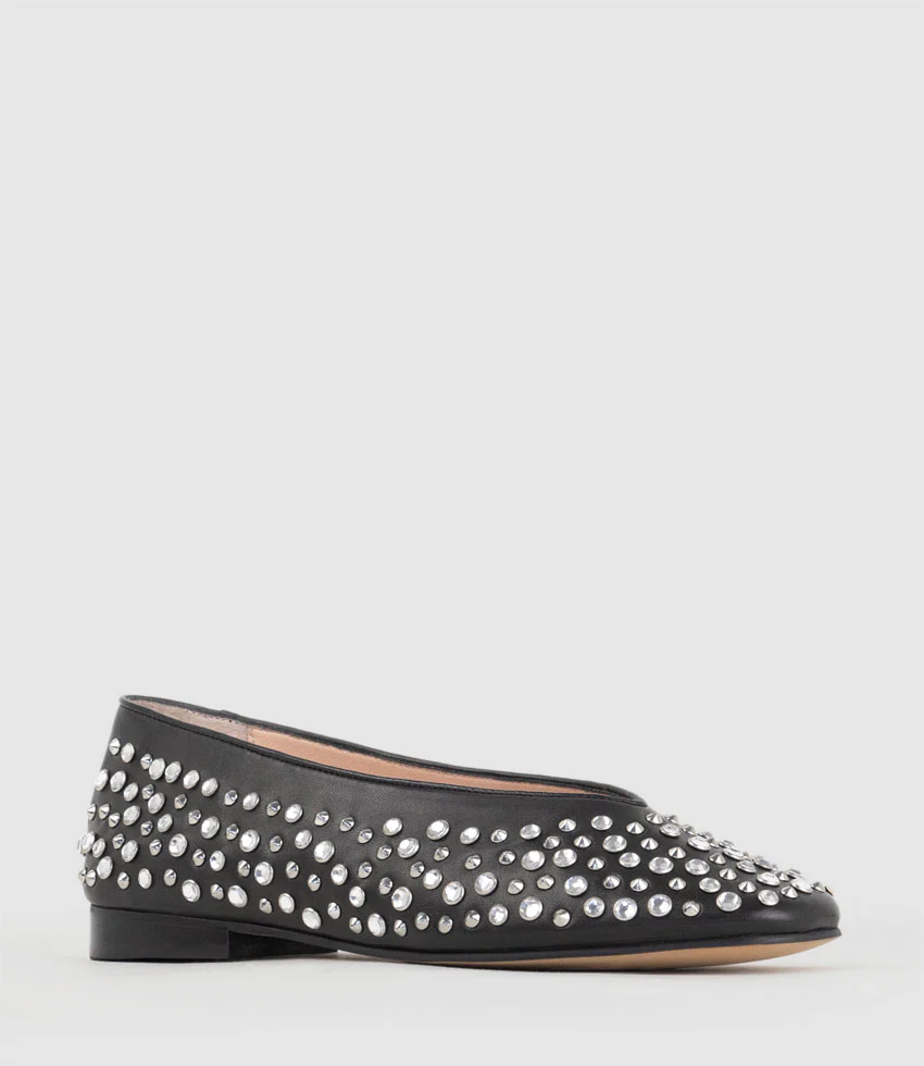 FREYA Stone and Stud Ballet in Black - Image 2
