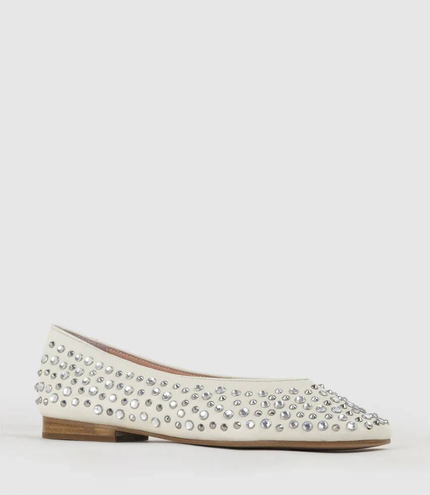 FREYA Stone and Stud Ballet in Offwhite - Image 2
