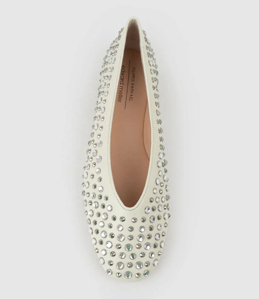 FREYA Stone and Stud Ballet in Offwhite - Image 4