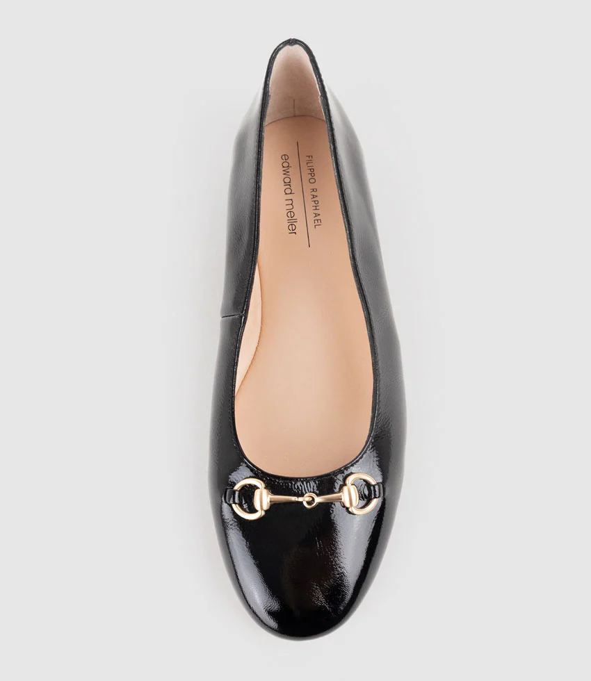 FRIA Ballet with Hardware in Black Crinkle Patent - Image 5