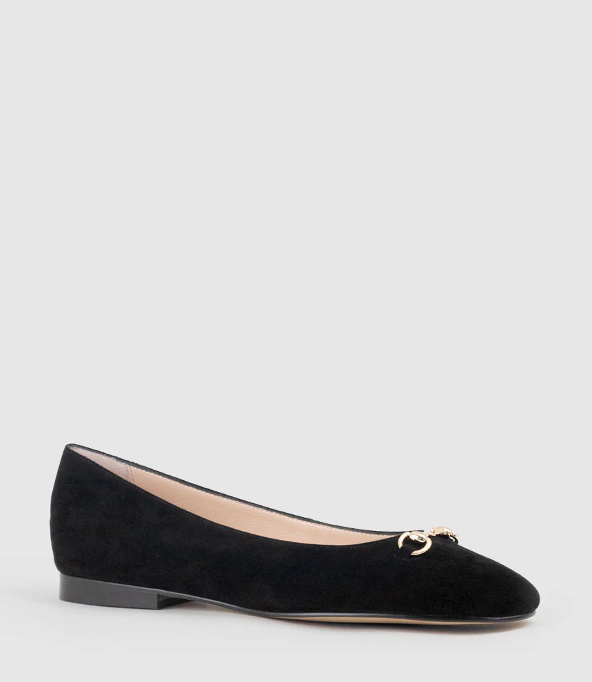 FRIA Ballet with Hardware in Black Suede - Image 3