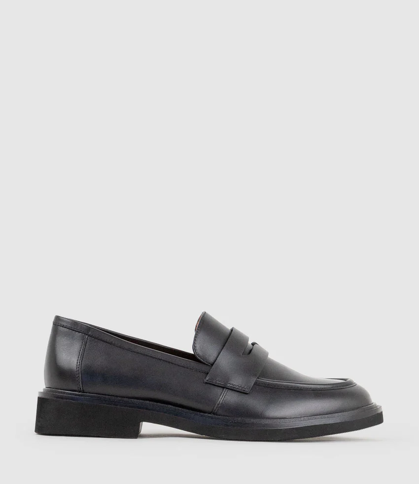 GALIA Loafer with Keeper in Black Calf