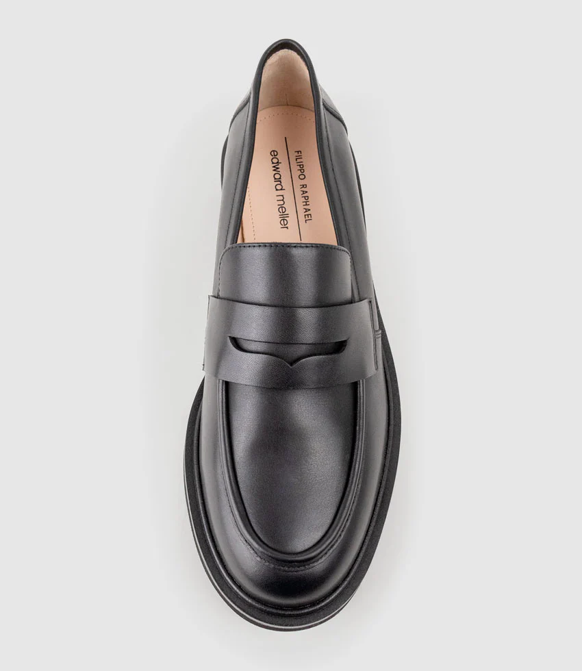 GALIA Loafer with Keeper in Black Calf - Image 4