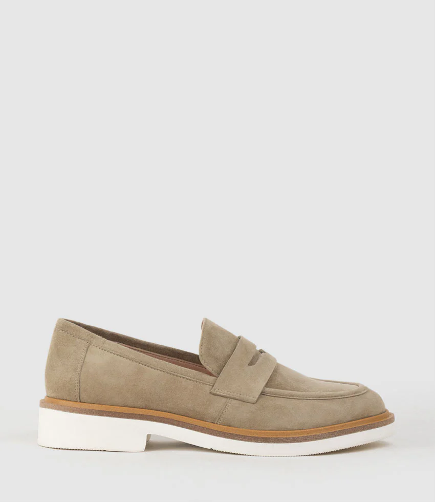 GALIA Loafer with Keeper in Sahara Suede