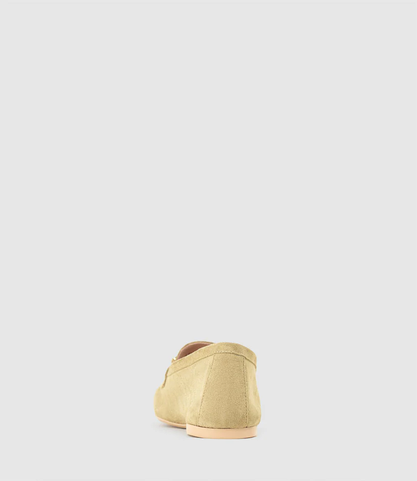 GALINA Loafer with Gold Trim in Sand Suede - Image 4