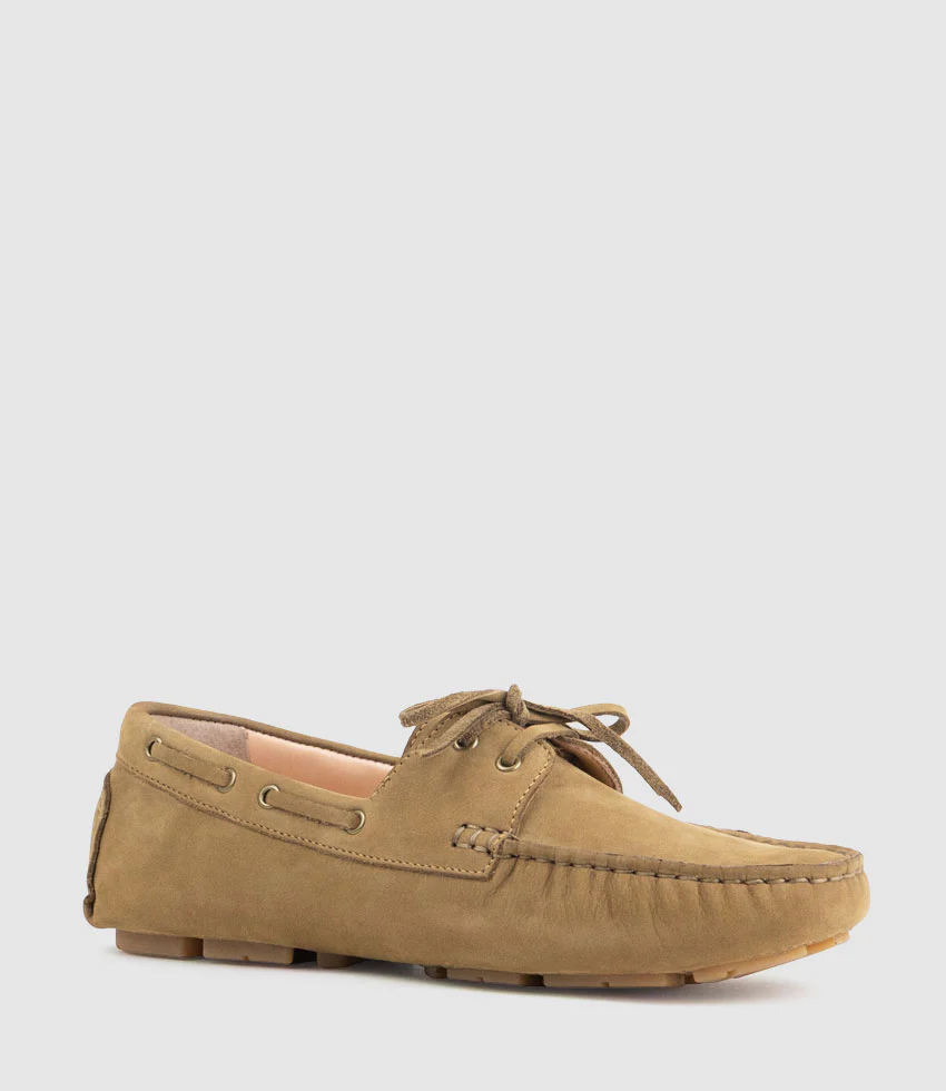 GANT Lace Up Moccasin in Camel Nubuck - Image 3