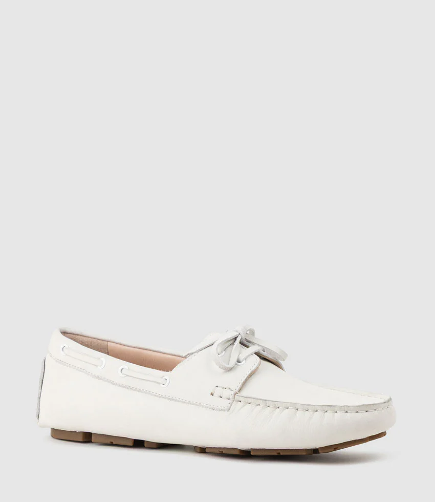 GANT Lace Up Moccasin in White - Image 3