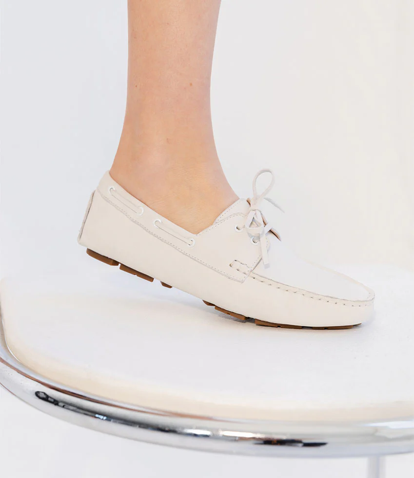 GANT Lace Up Moccasin in White - Image 4
