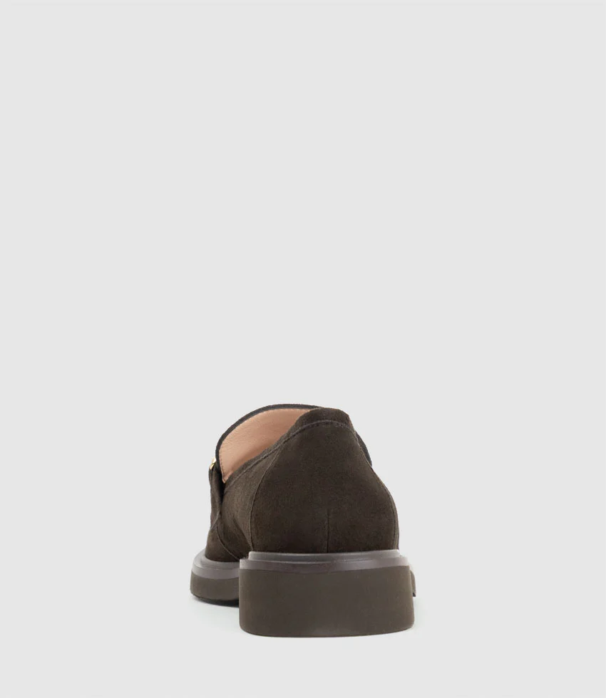 GARCON Moccasin with Trim in Chocolate Suede - Image 3